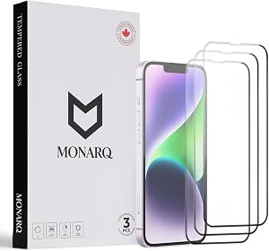 Monarq [3 PACK] iPhone 16 Screen Protector, Tempered Glass [9H Hardness, Case Friendly, Anti-Scratch, Bubble Free,Easy Installation] for iPhone 16