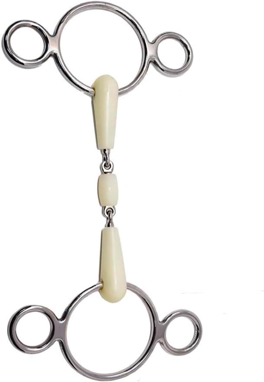 Happy Mouth 2-Ring Double Jointed Roller Gag Bit - Apple Scented Durable Stainless Steel Rings Soft Polymer Middle Horse Riding Continental Dutch Gag Bit
