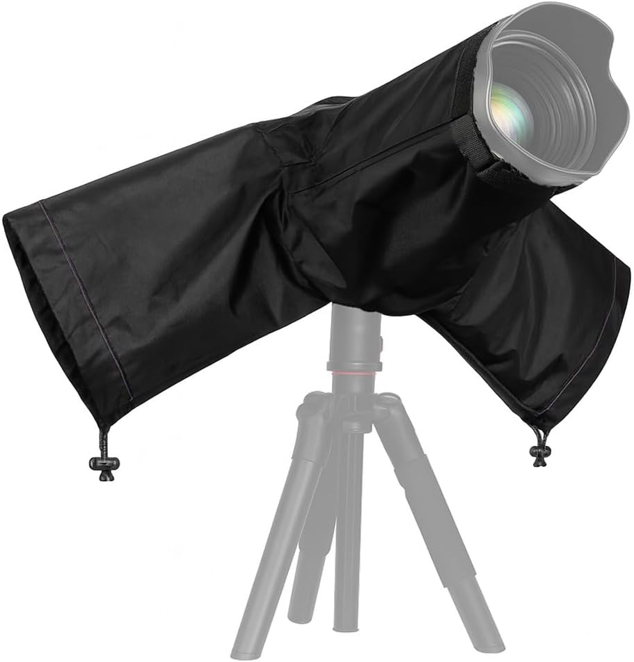 Professional Waterproof Camera Rain Cover, DSLR & SLR Weather Protector with Clear Window, Adjustable Drawstring Sleeves & Secure Fit, Rain Sleeve for Outdoor Photography
