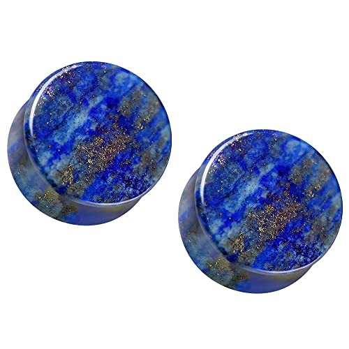 Plugs en lapis-lazuli double évasés par paire parfaits pour sublimer vos looks bohèmes
