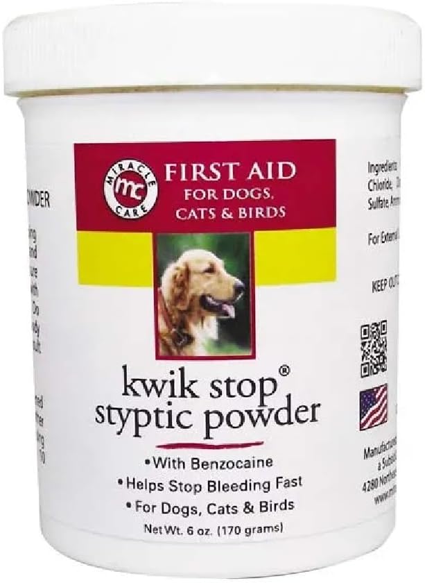 Styptic Kwik Stop Dog Cat Bird Ferret Helps Stop Bleeding Fast Powder Gel Pads or Swabs (6 oz Powder)