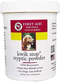 Styptic Kwik Stop Dog Cat Bird Ferret Helps Stop Bleeding Fast Powder Gel Pads or Swabs (6 oz Powder)