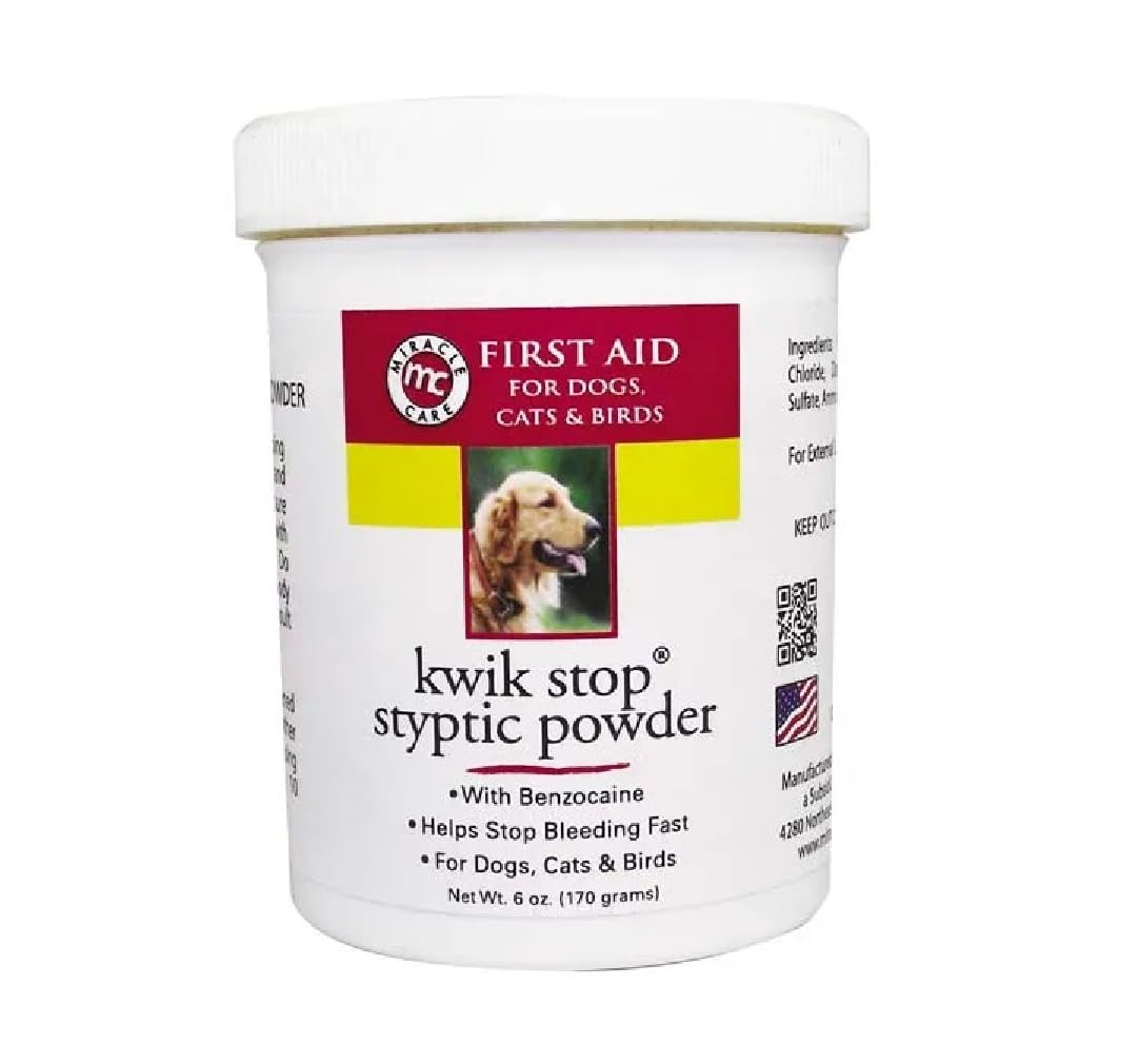 Styptic Kwik Stop Dog Cat Bird Ferret Helps Stop Bleeding Fast Powder Gel Pads or Swabs (6 oz Powder)