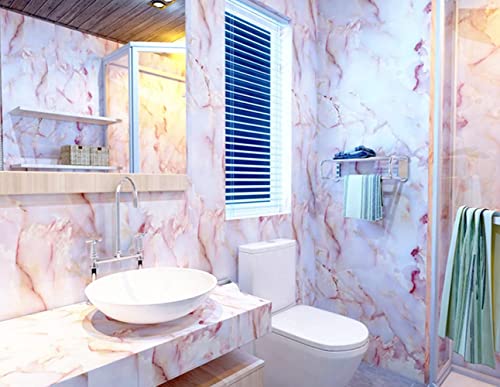 Image of NAREVAL Pink Marble Wallpaper Oilproof Waterproof - Self-Adhesive Wall Stickers Heat Resistant Marble Contact Paper for Marble (Pink Marble K10 60 * 200 Cm) (Pack of 5)