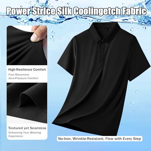 Polo Shirts for Men: Quick Dry Moisture Wicking High Elasticity Convenient Snap Buttons Athleisure Short Sleeve Top3
