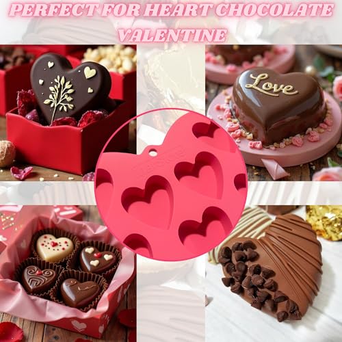 MarStore Heart Shaped Cake Pans Heart Silicone Mold for Baking, Large 2 Inches Molds, 10 Cavities Suitable for Ice Cube Mold, Chocolate Mold, Valentines Silicone Molds (1, Pink)