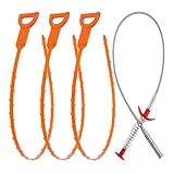 Set of Drain snake for Clog Removal - 3 x Drain Auger Clog Remover Cleaning Tool and 1 x Drain Relief Tool