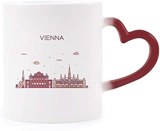 Vienna Austria Flat Landmark Pattern Heat Sensitive Mug Red Color Changing Stoneware Cup