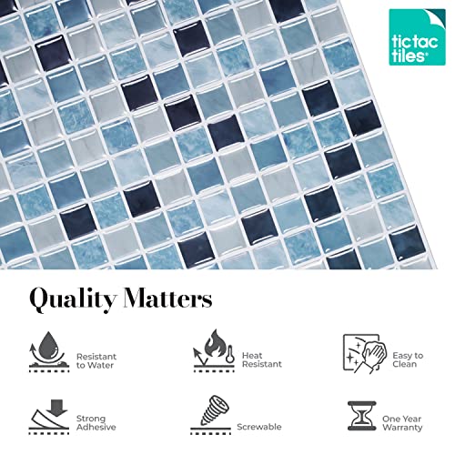 Tic Tac Tiles Peel And Stick Self Adhesive Removable Stick On Kitchen Backsplash Bathroom 3D Wall Sticker Wallpaper Tiles In Square Designs (Maple & Sea) (10, Sea) #TOP2