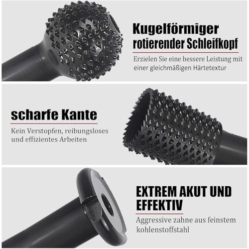 Juego de 3 fresas esféricas para tallado de madera, disco de fresado/disco de rectificado para amoladoras angulares, 115/125 mm, accesorio para amoladora angular M14 - imagen 3