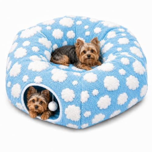 Dachshund Tunnel Bed,Tunnel Bed for Dachshund Dog,Christmas Dog Bed (Bule A)