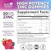 Zinc Gummies 50mg per Serving - Extra Strength Immune Support Antioxidant Gummy, Non-GMO & Gluten Free - Best Zinc Supplement for Skin Bone & Heart Health - Chewable Tasty Berry Flavor - 120 Gummies