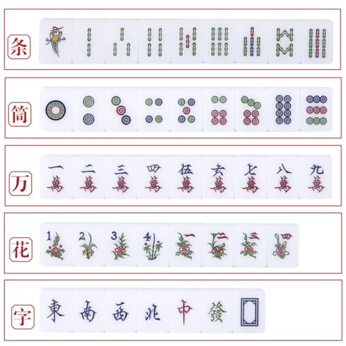 Set Mahjong Tradicional con 144 fichas blancas 39mm miniatura 5