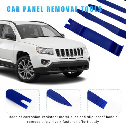 Image of Ohleats 5PCS Auto Trim Removal Tool Kit, No Scratch Plastic Pry Tool Kit for Car Panel Audio Dashboard Dismantle, Automotive Interior Trim Molding Fastener Remover, Car Accessories (Blue)