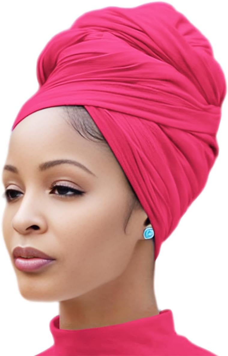 Nonbongoy Head Wraps for Black Women 71"x32" Long Soft Jersey Hijab Turban