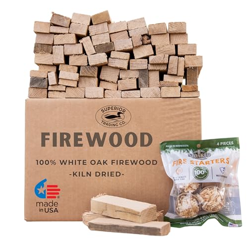 Superior Trading Oak Mini Fire Wood w/Fire Starter Pods, Winter Fireplace Starter, Wood Stove, USDA...
