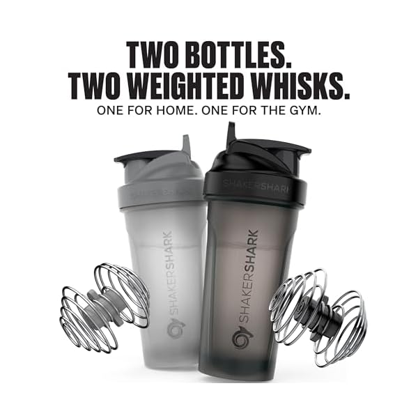 Hydra Cup 2 Pack 28oz Protein Shaker Bottle, Heavy Shaker Ball (Grey/Black) - Image 4