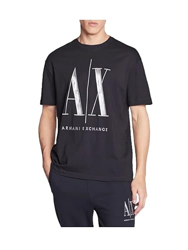 Armani Exchange Men's Icon Logo Tee, Navy and Silver, Medium