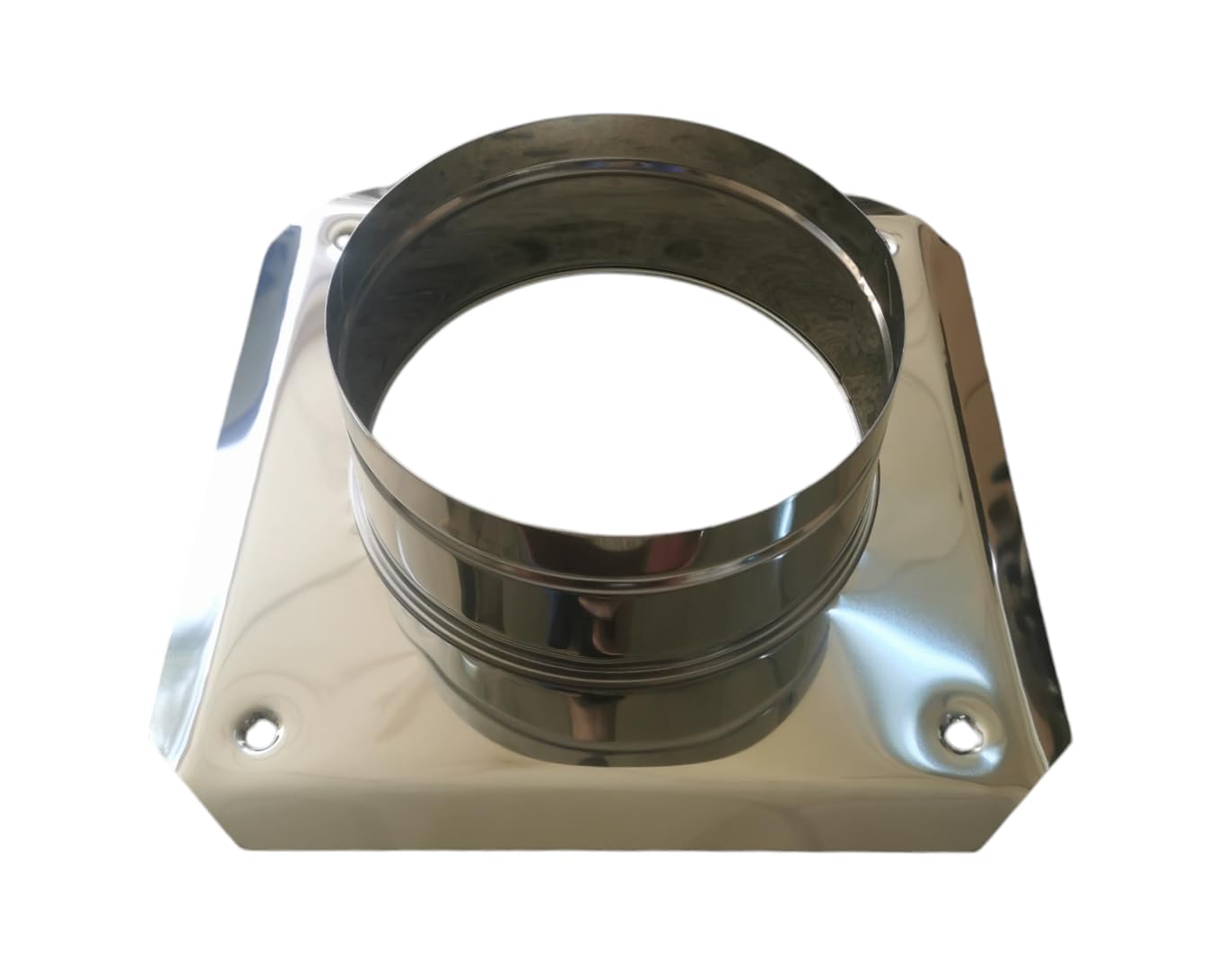 Denvel Steel Denvel® - Chimney Base Plate 150 Mm Diameter, Base Size 240X240 Mm, Stainless – Flue Pipe Support And Mounting Base For Masonry Chimneys And Ventilation Caps