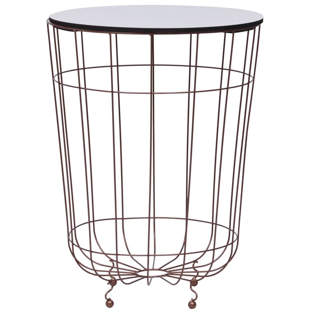 vidaXL Scandinavian Style Coffee Table Gold Metal Frame with White Round MDF Top Versatile Home Furniture with Storage
