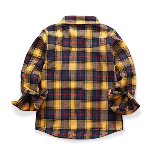 Image of OCHENTA Men's & Boys Flannel Shirts Button Down Long Sleeve Plaid Shirt Family Matching Outfits
