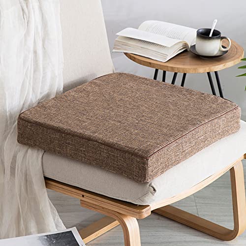 HGTRH Coussin de Chaise Interieur Lavable, Dessus de Chaise 40x40 par 2, Epais Couleur Unie Carre Coussin de Chaise Interieur Prime Machine Dehoussable Respirant Souple Galette de Chaise Brown Cover