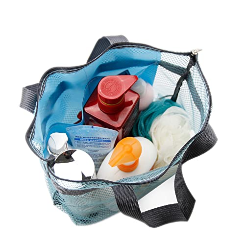 Topasion Mesh Shower Caddy Bag Portable Hanging Toiletry And Bath Organizer With Zipper For Swimming, Travel, Gym, Camping, College Dorms, Beach (Sky Blue) #TOP3