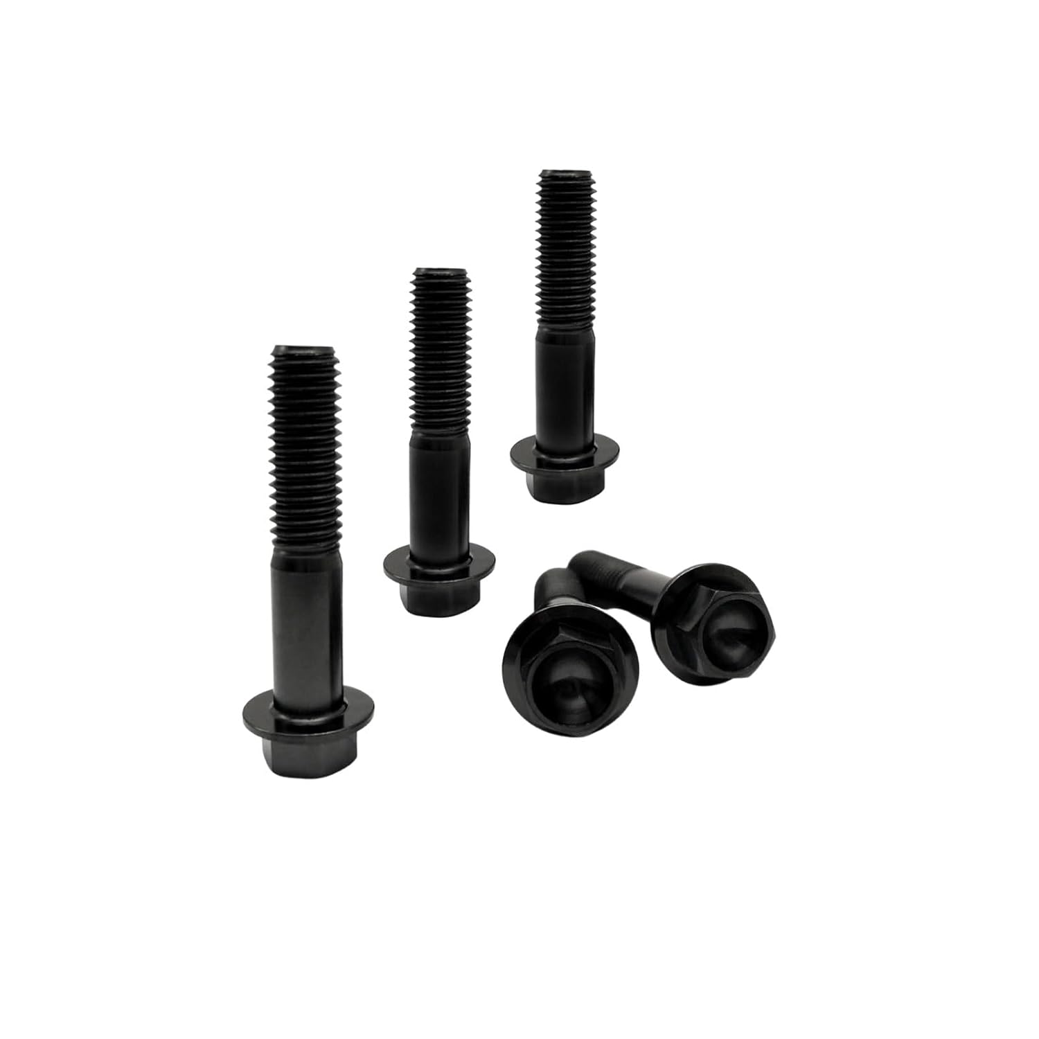 RISON Titanium Bolts Titanium Flanged Hex Head Bolt M10x1.25x50mm 6AL4V Aerospace Grade Ti Bolt Black Titanium Bolt for Motorcycle Car Modification Pack of 5