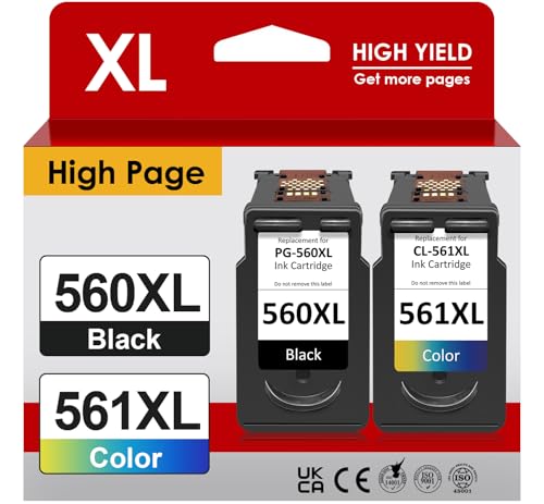 Firstoner 560 561 Cartouches XL, PG 560 XL Noir et CL 561 XL Faber Remplacement pour Canon Cartouches d'impression 560 561 pour TS7450 TS7451 TS5350 TS5351 TS5352...