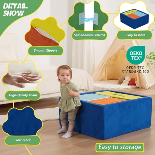 Image of 6-Piece Foam Climbing Blocks with Ball Pit for Toddlers 1-3,Soft Play Set for Indoor Climbing & Sliding,Modular Baby Gym for Gross Motor Skills,Machine Washable,Colorful(Balls Not Included)