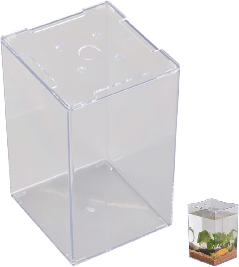 GLEAVI Small Fish Tank Miniature Fish Cylinder Stylish Acrylic 7.47x5.11x4.72in Not Easy to Deform for Desktop Decor