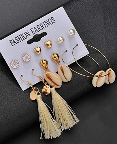 Ofeiyaa 69 Pairs Tassel Earrings Set For Women Girls Cross Dangle Earrings Bohemian Acrylic Hoop Drop Earrings Layered Ball Stud Earring Leather Leaf Earrings #TOP5
