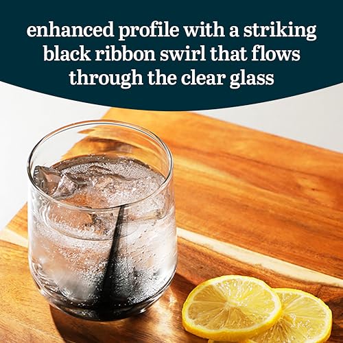 Image of Libbey Ascent Black Ribbon Rocks Drinking Glasses Set of 8, Glass Drinking Glasses with Curvature, Versatile Glassware Set for Parties and More