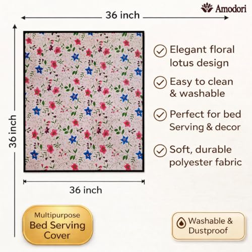 Image of Waterproof Bed Server Mat /Food Mat /Bedsheet Protector | Reversible | 2-Layer Heavy Material | Multi-Purpose Place Mat (Colour & Print May Vary) (floral-24)