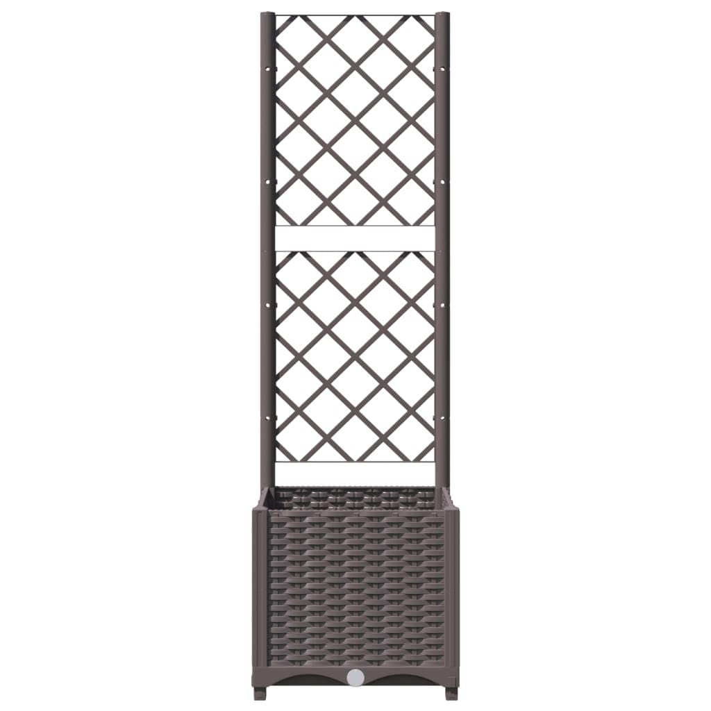Pflanzkübel mit Rankgitter Braun 40x40x136 cm Rankkasten aus PP Kunststoff für Kletterpflanzen Blumenkasten mit Spalier für Garten Balkon und Terrasse Witterungsbeständig