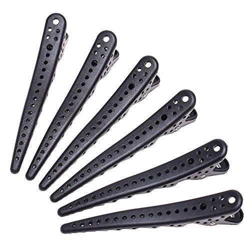 TXIN 6Pcs/Set Salon Hair Clips Black Duck Bill Hair Clips Alligator Sectioning Clips with Holes