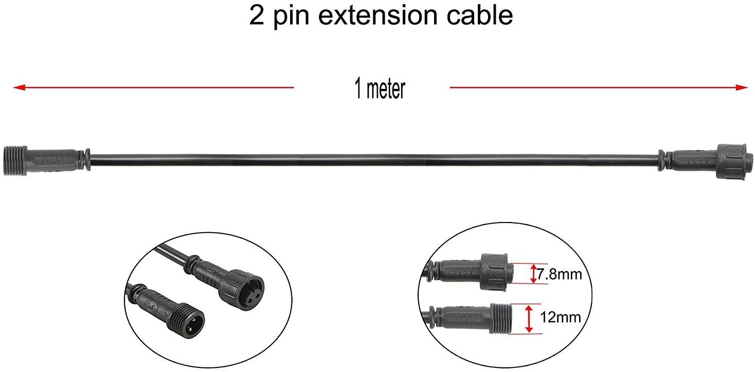 2 Pin Extension Cable for Decking Lights,GEYUEYA Home 1M 2Pin Extension Cable for Single-Color Outdoor LED Decking Lights Warm White - 5 Pack - 4