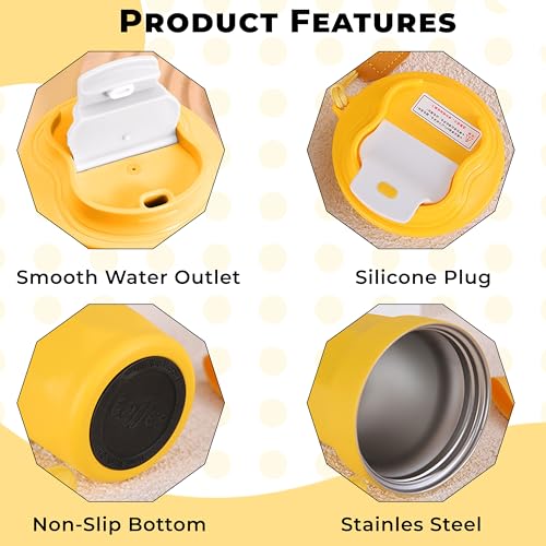 Image of Kraptick Vacuum Insulated Coffee Cup, 316 Food Grade Steel Portable Thermal Coffee Mug, Double Wall Insulated Cup With Large Capacity Designed for Hot and Cold Bevrages-(Yellow)(450ml)
