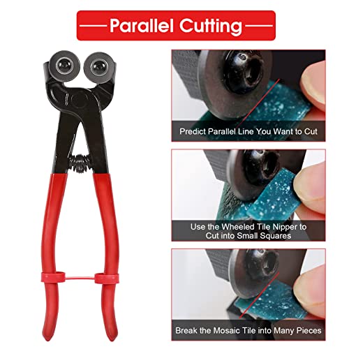 Mosaic Tools, 200mm Heavy Duty Glass Mosaic Cut Nippers Ceramic Tile Wheel Wheeled Cutter Pliers Tool for Glasss Tile Ceramic Cutting - Thumbnail 5