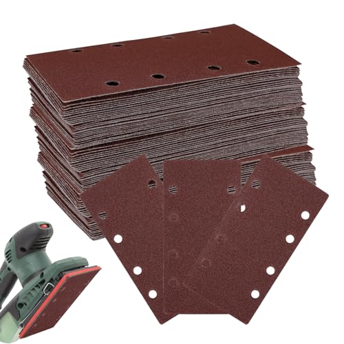 Image of 30PCS Sandpaper for Electric Sander, 93 x 185 mm Sander Pads, 40 Grits Rectangular Sanding Sheets, Sand paper with 8 Holes Hook and Loop, Sanding Pads for Wood