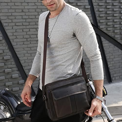 BAIGIO Genuine Leather Shoulder Messenger Bag for Men Horizontal Cross Body Shoulder Satchel Handbag