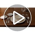 Image of Freakway Hand Painted Ceramic Dinner Set, 20 Pieces, Ivory White with Brown Rim, Stoneware, Microwave & Dishwasher Safe