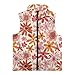 Rarucativ Red Flower Girls Sleeveless Vests 3T Fashion Zipper Winter Quilted Sleeveless Jacket with Pockets Versatile Polyester Sleeveless Outerwear for Spring, Fall and Winter