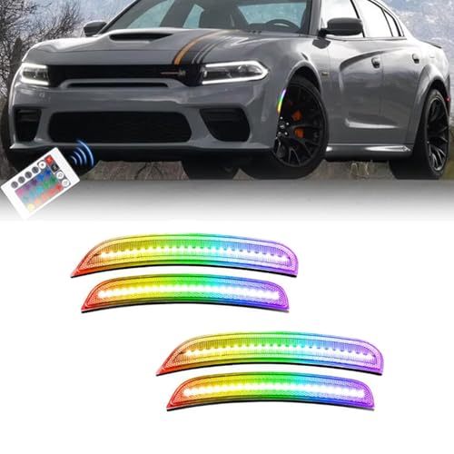 RGB Front & Rear LED Bumper Side Marker Lights for Dodge Charger 2015-2023