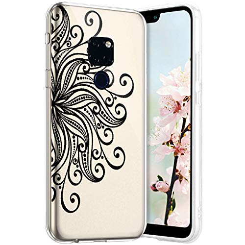 Robinsoni Case Compatible with Huawei Mate 20 Cover Huawei Mate 20 Case Transparent Crystal Case Soft Silicone TPU Case Glossy Gel Rubber Cover Clarity Ultra Thin Cover Buhhda Flower Cover