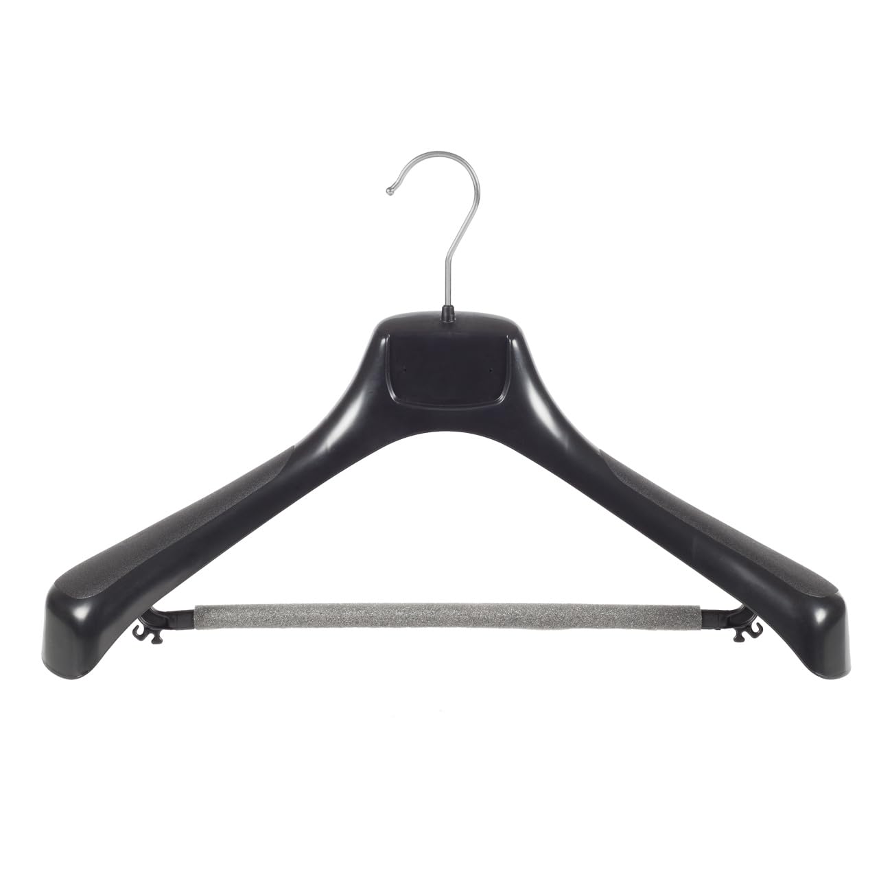 Grucce, Appendiabiti, Cappotto, Costume, Set di 10 pezzi, Plastica, Nero, Barra con Spugna, Spalline Larghe, Giacca, Gancio girevole a 360°, 46 cm (ETR46/BS_00/10)