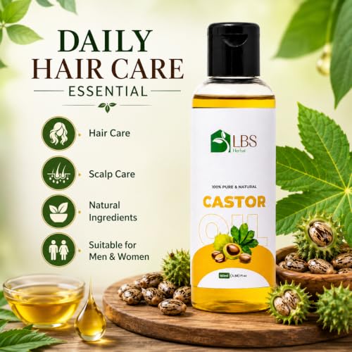 Image of Pure Castor Oil 100% Extra Virgin Cold Pressed | Natural Carrier Oil for Hair, Scalp & Skin Care | Deep Moisturizing Hair Oil for Dry & Healthy Looking Hair | 100ml (Pack of 3)