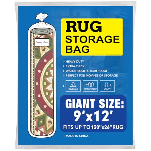 Plastic Rug Storage Bag with Zip Tie,4 Mil Heavy Duty