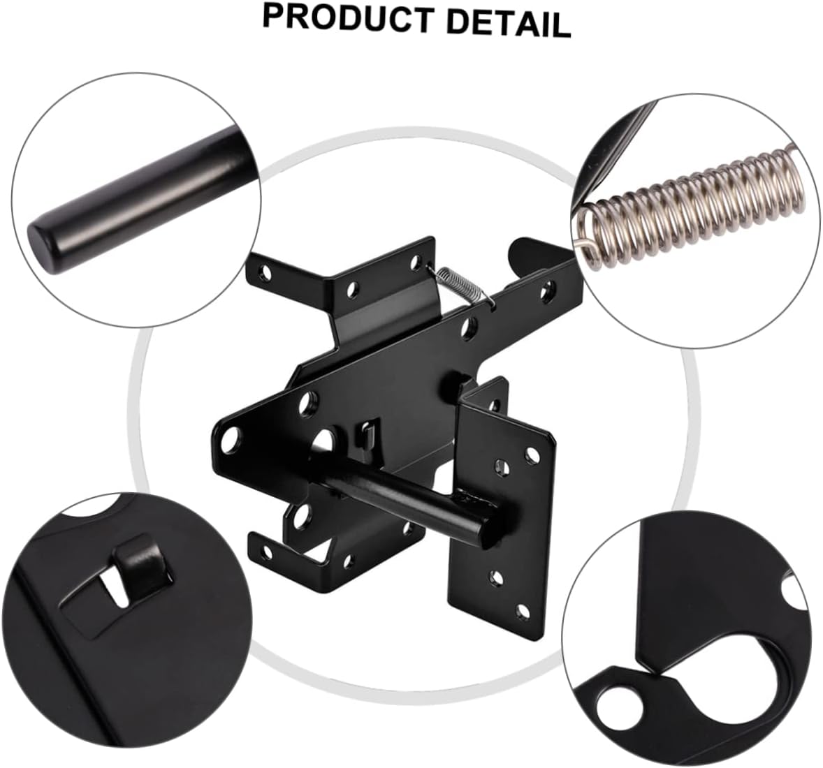 ARTIBETTER Self-Locking Heavy Duty Gate Latch Automatic Way Latch for Gates Resistant with Fasteners Secure for Pool Garden Use