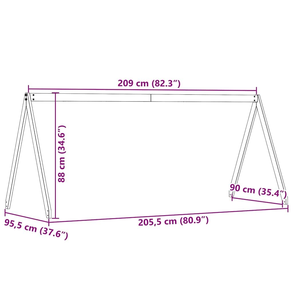 Techo para cuna de madera maciza de pino marrón cera, 209 x 95,5 x 88 cm, accesorios de cama para habitación infantil, accesorios de marco de cama, dormitorio, cama, montaje, estabilización